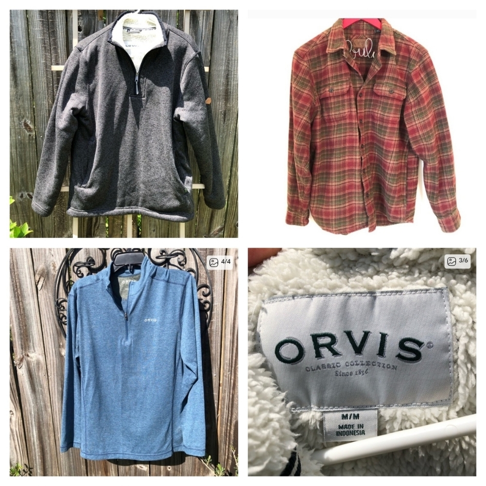 3 Items Orvis Fleece Lined Pullover Sweatshirt 1/4 Zip Gray + 2 More M